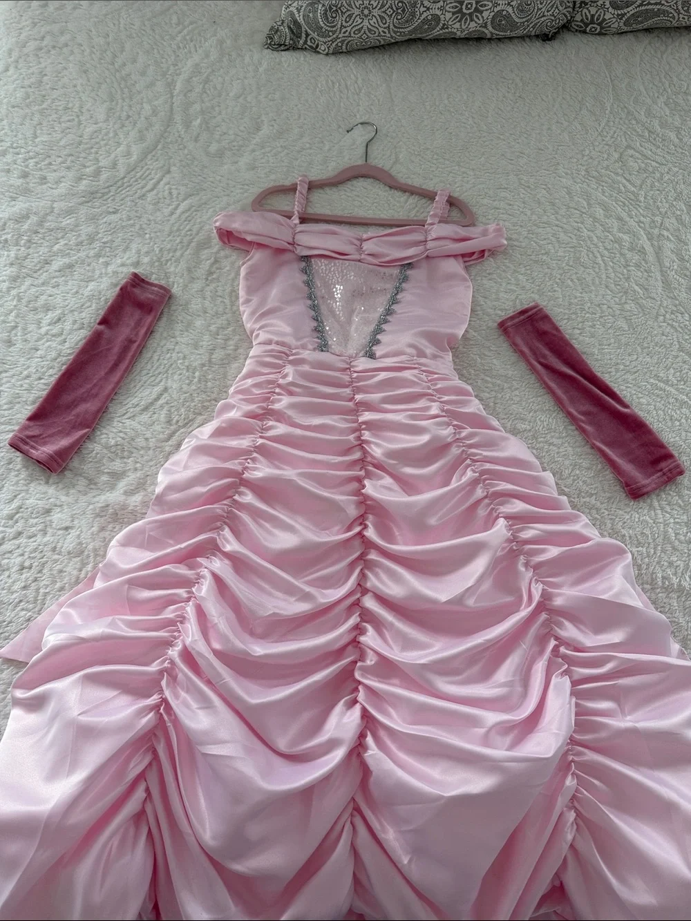 Girls Pink Princess Ball Gown Costume with Matching Arm Sleeves